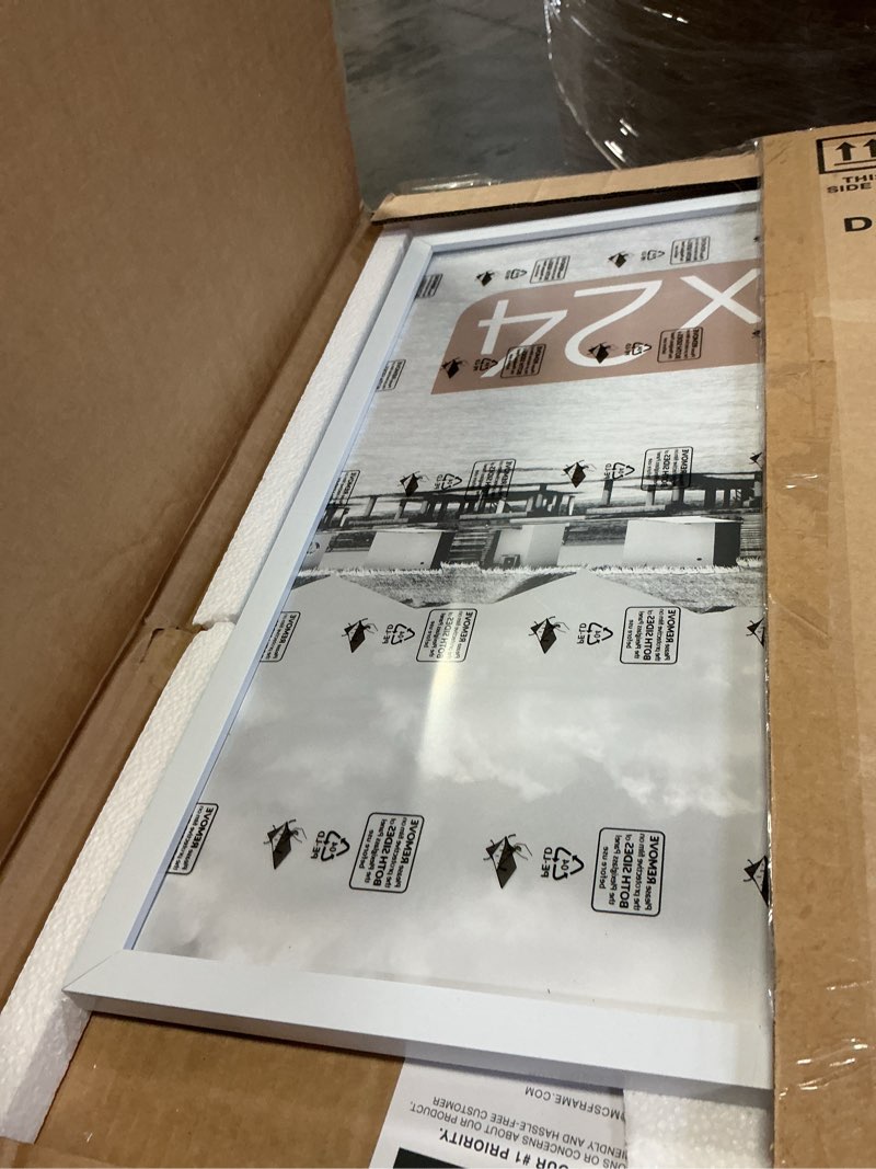 Condition photo showing Good Condition for mcs foundation 18x24 poster frame traditional white, vertical & horizontal wall hanging large picture frame for photos, posters & art prints (1-pack) 1-pack white 18x24
