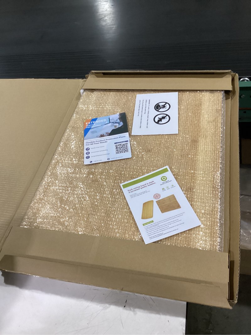 Condition photo showing Good Condition for kikcoin bamboo cutting boards for kitchen, wooden healthy cutting boards for charcuterie, vegetables, cheese, bread, extra large chopping boards with deep juice groove and handle, natural natural