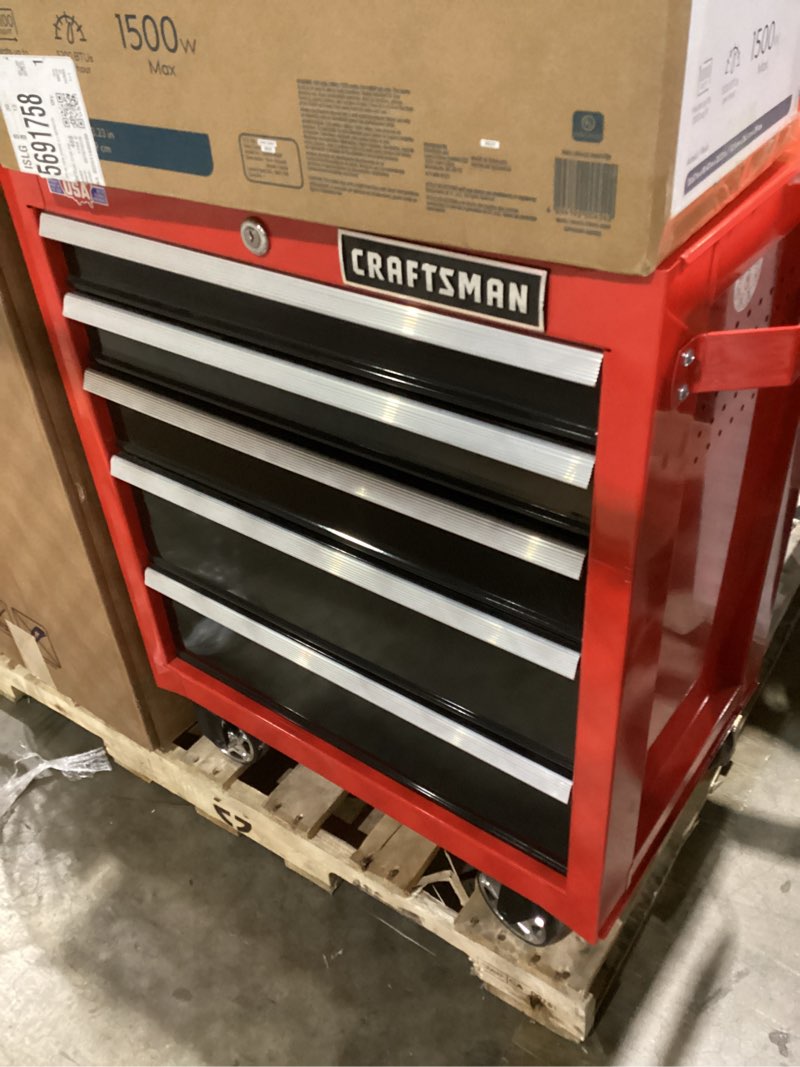 Condition photo showing As Is for CRAFTSMAN 2000 Series 26.5-in W x 34-in H 5-Drawer Steel Rolling Tool Cabinet (Red)