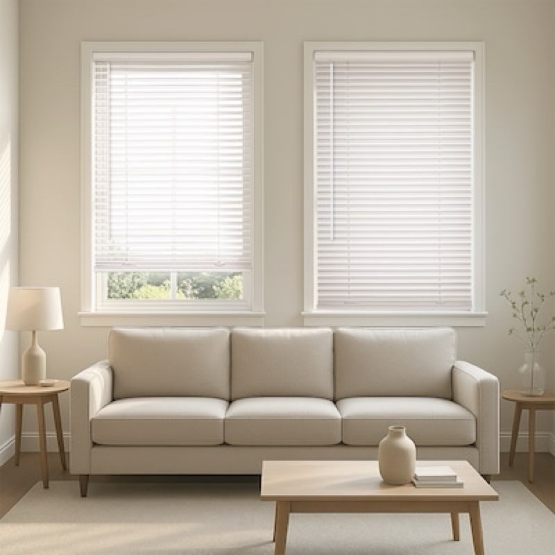 allen + roth durable cordless mini blind 1-in slat width 31-in x 72-in cordless cloud white vinyl light