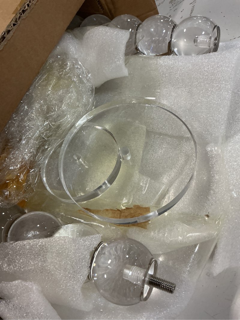 Condition photo showing Good Condition for acrylic side table, end table round top with solid post for living room, bedroom, balcony, easy assembly (clear) (pedestal, clear)