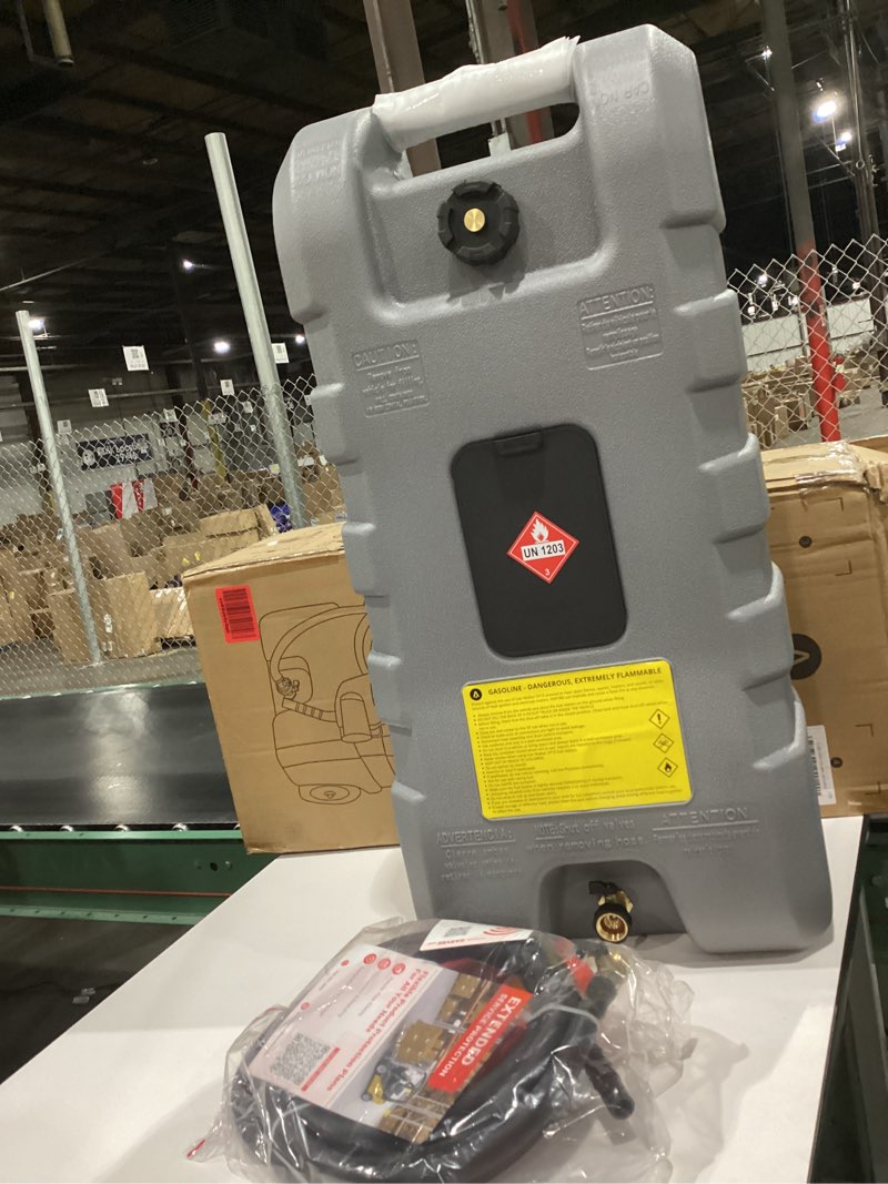 YardYonder 15 Gallon Gas Can, Fuel Tank Container with LE Fluid Transfer Manual Siphon Pump & 10FT H