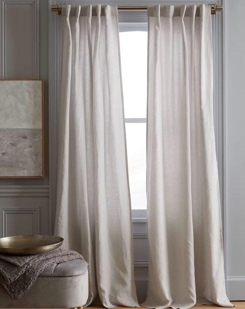 quince european linen curtain - single panel 96”x84”  natural