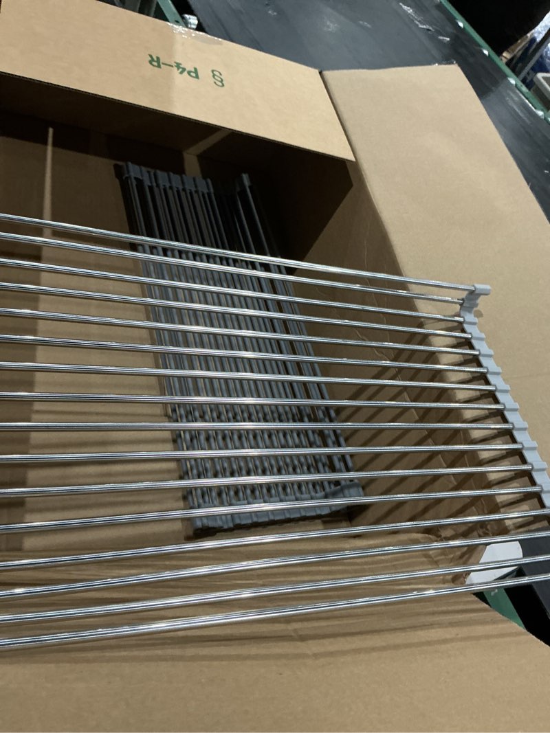 Condition photo showing Good Condition for roll up dish drying rack, adjustable over sink dish drying rack for kitchen, 10"-20" foldable sink rack to dry dishes & drain items, stainless steel over sink cover drying mat 22"x13.8"(expandable)