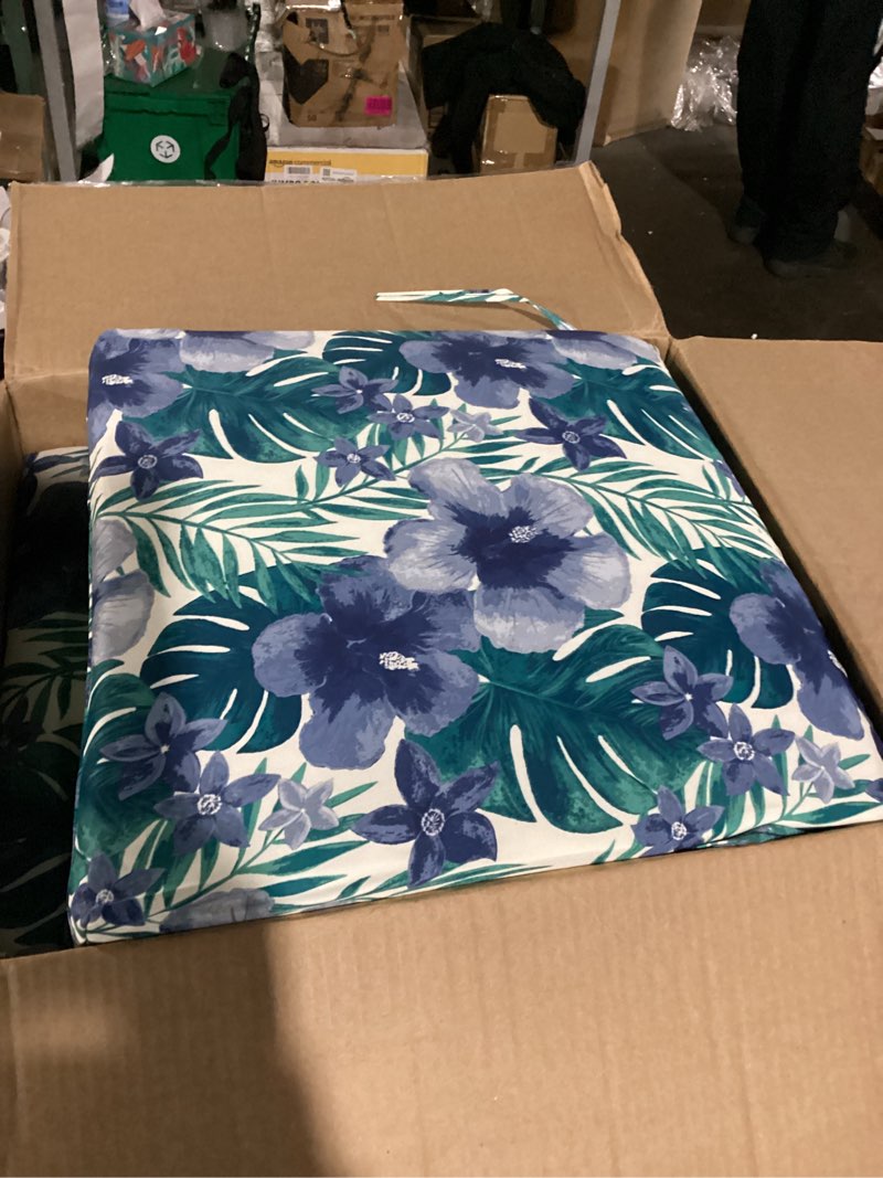 Condition photo showing Good Condition for arden outdoor chair cushion, 21 x 20, rain-proof, fade resistant 20 x 21, salome tropical 21 x 20 cartridge style blue salmone tropical