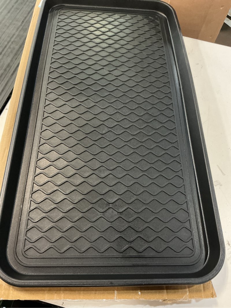 Condition photo showing New/Like New for stalwart 75-st6012 all weather boot tray-water resistant plastic utility shoe mat for indoor and outdoor use in all seasons (black), large