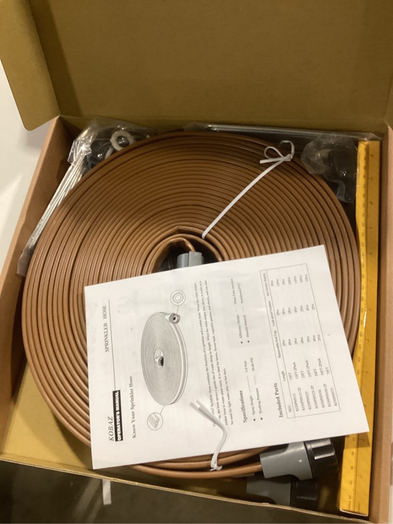 Condition photo showing Good Condition for sprinkler soaker hose 100 ft, watering hose with holes, high-efficiency water-saving sprinklers system for lawn and garden with staples 50ft × 2pack 100ft(50ft-2pack)
