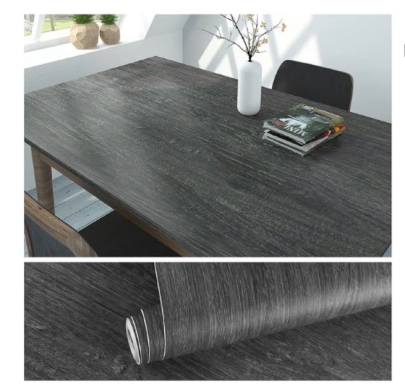 VEELIKE Wide Size 32''x354'' Textured Grey Wood Wallpaper Peel and Stick Countertops for Kitchen Wat