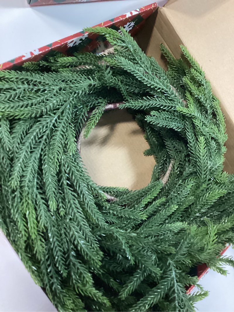 Condition photo showing Good Condition for Christmas Cedar Garland for Staircase Real Touch Droopy Bendable Lifelike Faux Xmas Garlands for Decoration Christmas Green Pine Mantle Garland Thanksgiving Table Decorations Outdoor Indoor 72" 6ft-full