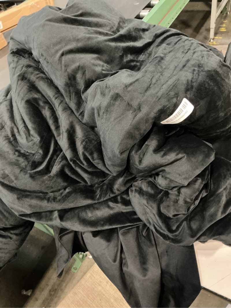 Condition photo showing As Is for fluffy queen comforter set - furry black leaves pattern faux fur bed set, winter ultra soft fuzzy comfort set, velvet bedding set for bed with 2 pillow cases