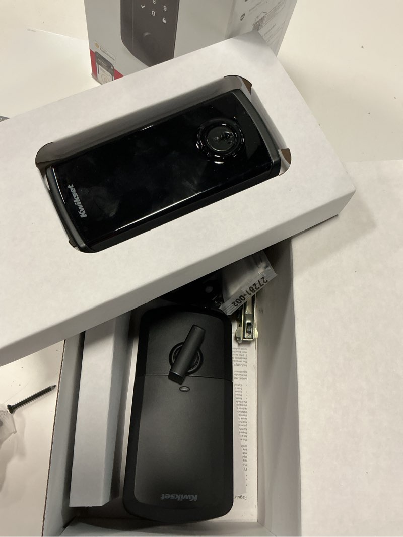 Condition photo showing As Is for kwikset halo select plus wi-fi + matter + apple home keys compatible matte black smart wi-fi