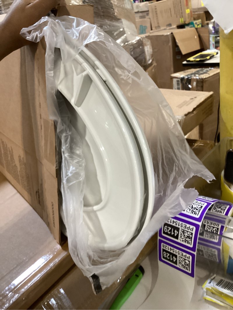 Condition photo showing As Is for bemis 7300slec slow close toilet seat, easy clean hinges and durable plastic seat, made in usa, elongated, white
