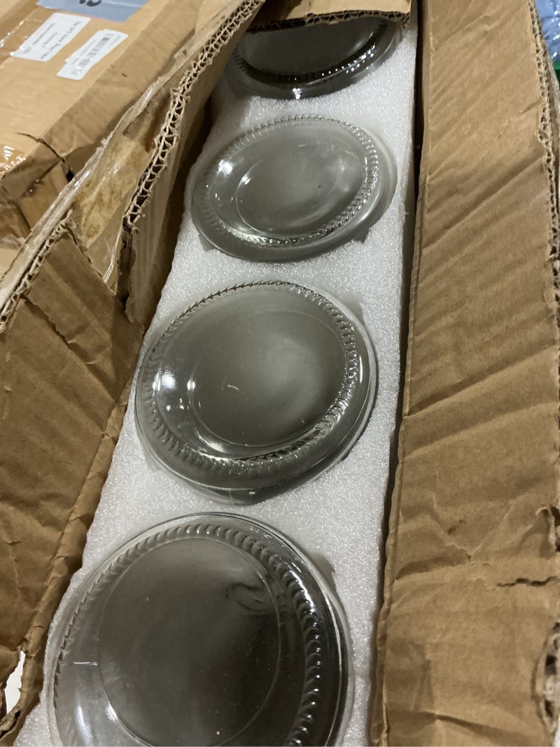 Condition photo showing Good Condition for netany set of 4 glass carafe with lid, 1 liter beverage serveware carafe, clear glass pitcher for mimosa bar, brunch, cold water, juice, milk, iced tea, lemonade