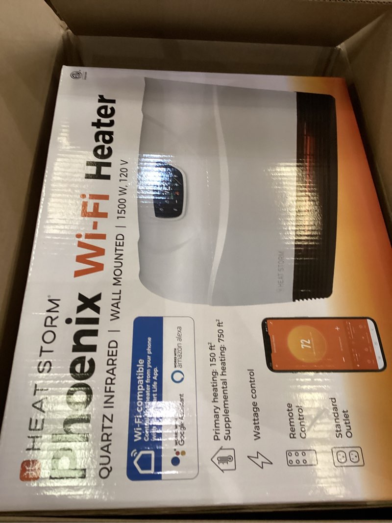 Condition photo showing New/Like New for Heat Storm HS-1500-PHX-WIFI Infrared Heater, Wifi Wall Mounted White Wi-Fi -Wall mounted Only White