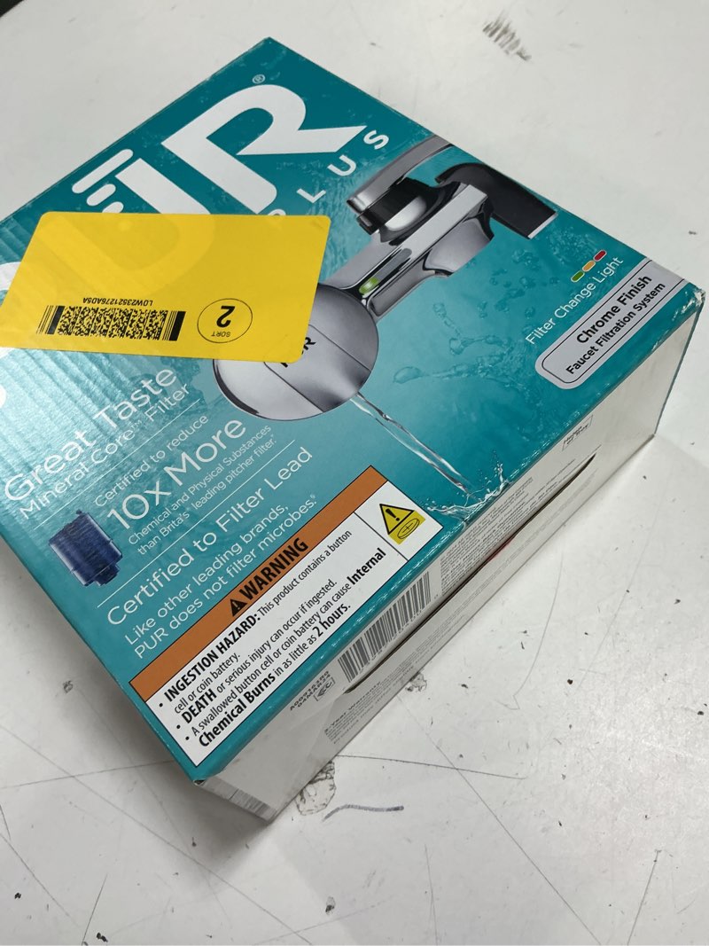 Condition photo showing Good Condition for PUR PLUS Faucet Mount Water Filtration System, 3-in-1 Powerful, Natural Mineral Filtration with Lead Reduction, Horizontal, Chrome, PFM400H