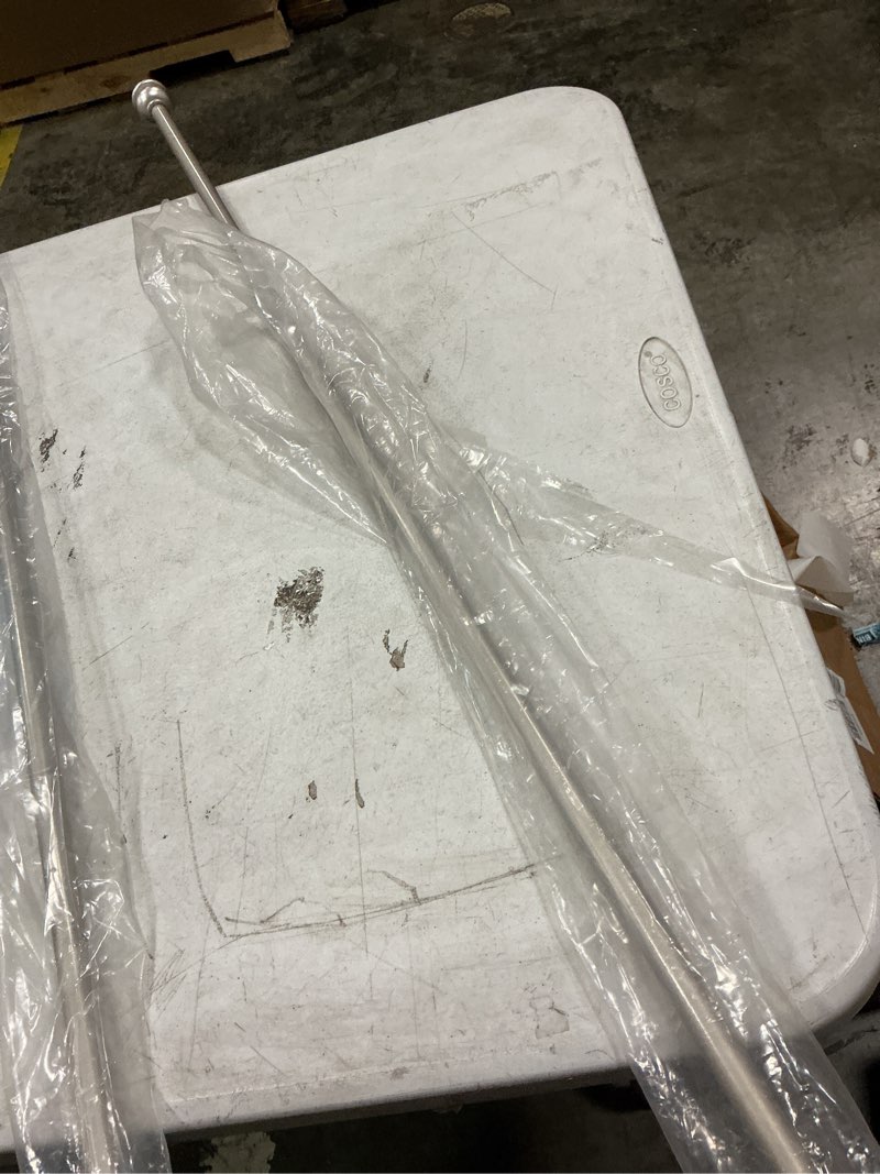 Condition photo showing As Is for kenney kendall knob window curtain rod, adjustable 48-86 inch, brushed nickel 48-86" brushed nickel