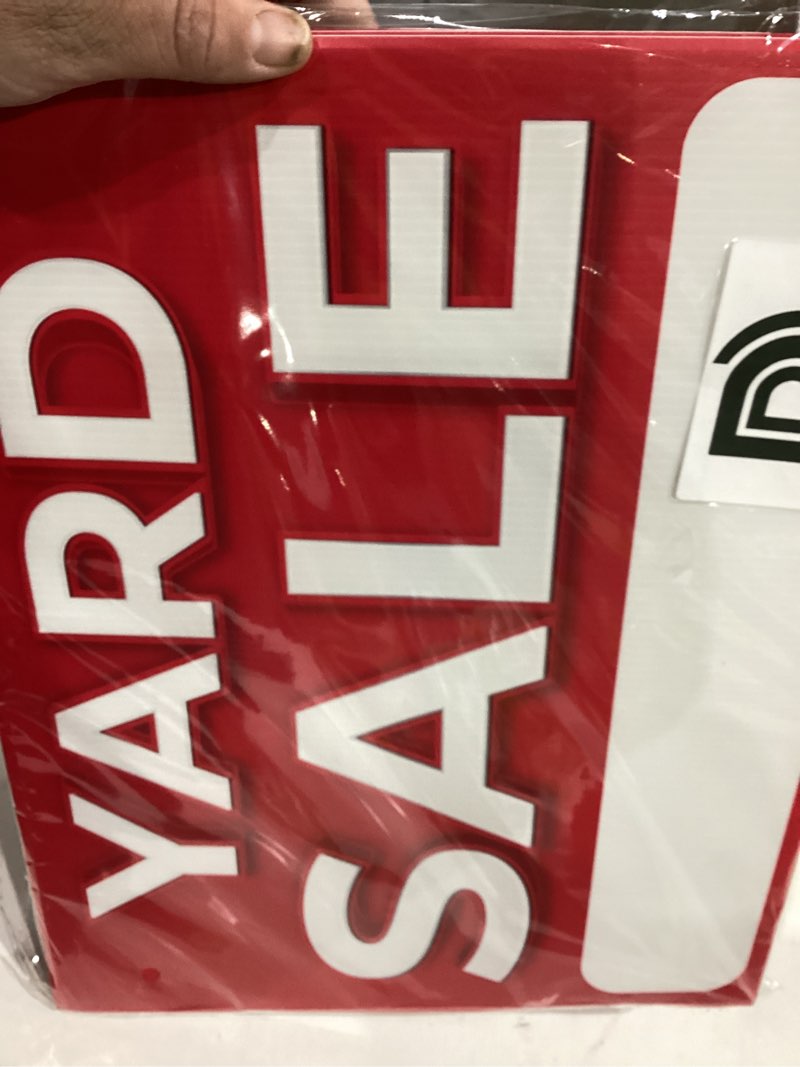 Condition photo showing New/Like New for 3 PC Yard Sale Signs with Stakes, 12x16 DS Coroplast Rummage Sale Signs