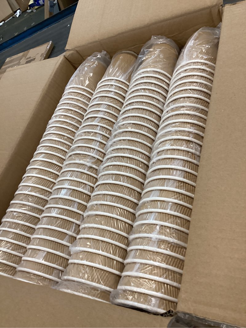 Condition photo showing New/Like New for 500 Pack 8 oz Paper Coffee Cups, Ripple Insulated Paper Cups, Hot Water Cups for Home, Office, Hotel, Meetings, Parties