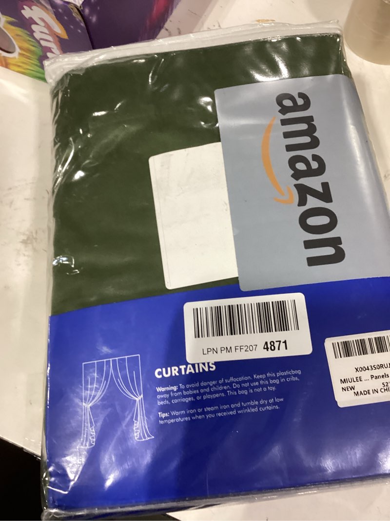 Condition photo showing Good Condition for MIULEE Velvet Curtains 94 inches - Luxury Blackout Curtains for Bedroom Living Room Thermal Insulated Super Soft Window Drapes Rod Pocket & Back Tab, Olive Green, W52 x L94 inches, 2 Panels 52"W x 94"L (Pack of 2) Olive Green