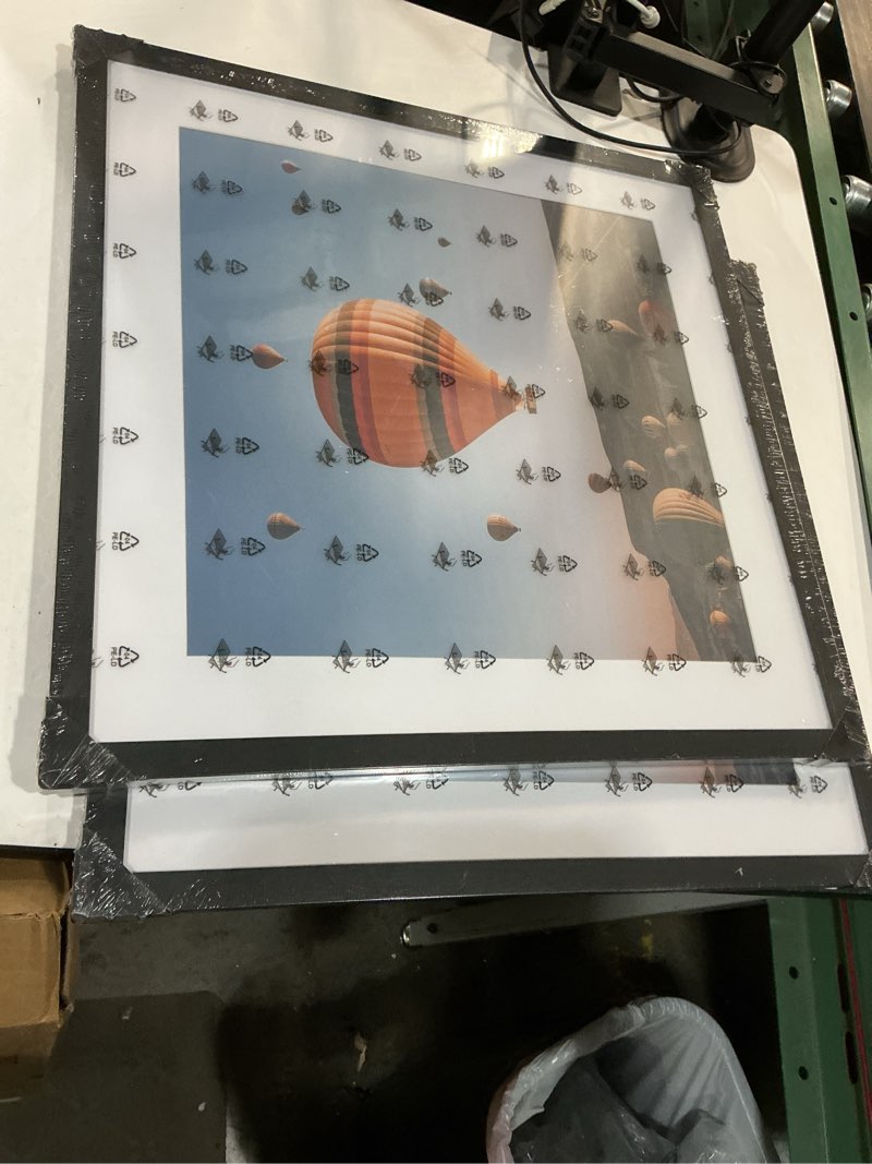 Condition photo showing As Is for incomplete , only 2 ) 20x20 picture frame set of 3 black with 16x16 mat, display photo 16x16 with mat or 20 x 20 without mat, wall hanging large 20x20 poster frame with shatter resistant plexiglass, 3 pack, black black 20x20 inch