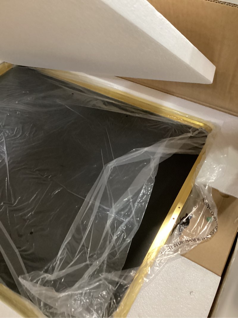 Condition photo showing Good Condition for PIVOT MIRROF: ITEM: FXYJQXJ5161(20x24in.) MODEL: Black / Gold / •Cl CBrush Nickel /DOil