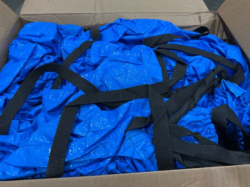 Condition photo showing Good Condition for inflatable pool cover rectangle for 120” x 72”, 130” x 72”, 145" x 74" pool, secure elastic edge & drawstrings 10' x 7' rectangular pool covers for above ground pools 7' x 5' to 11' x 7'