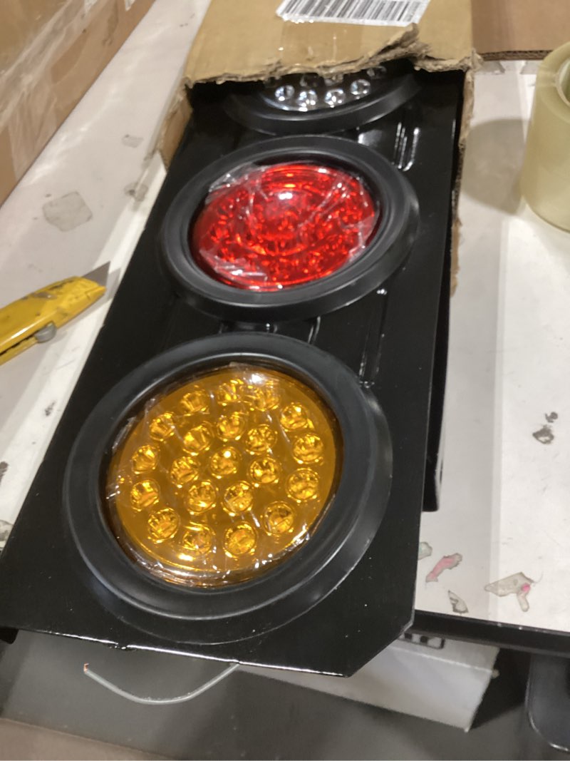 Condition photo showing Good Condition for similiar product not  like stock photo similiar2pcs 63 led trailer tail lights kit, stop turn signal/brake/reverse tail light with iron bracket base, 4 inch round led taillights 12v-24v for truck rv camper