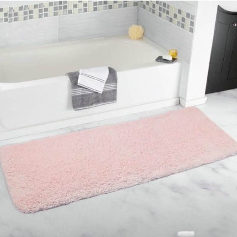 Bathroom Runner Rug, Non-Slip Pink Bath Mat, Plush Washable Long Carpet Rugs (Lovely Pink, 59'' x 20'')