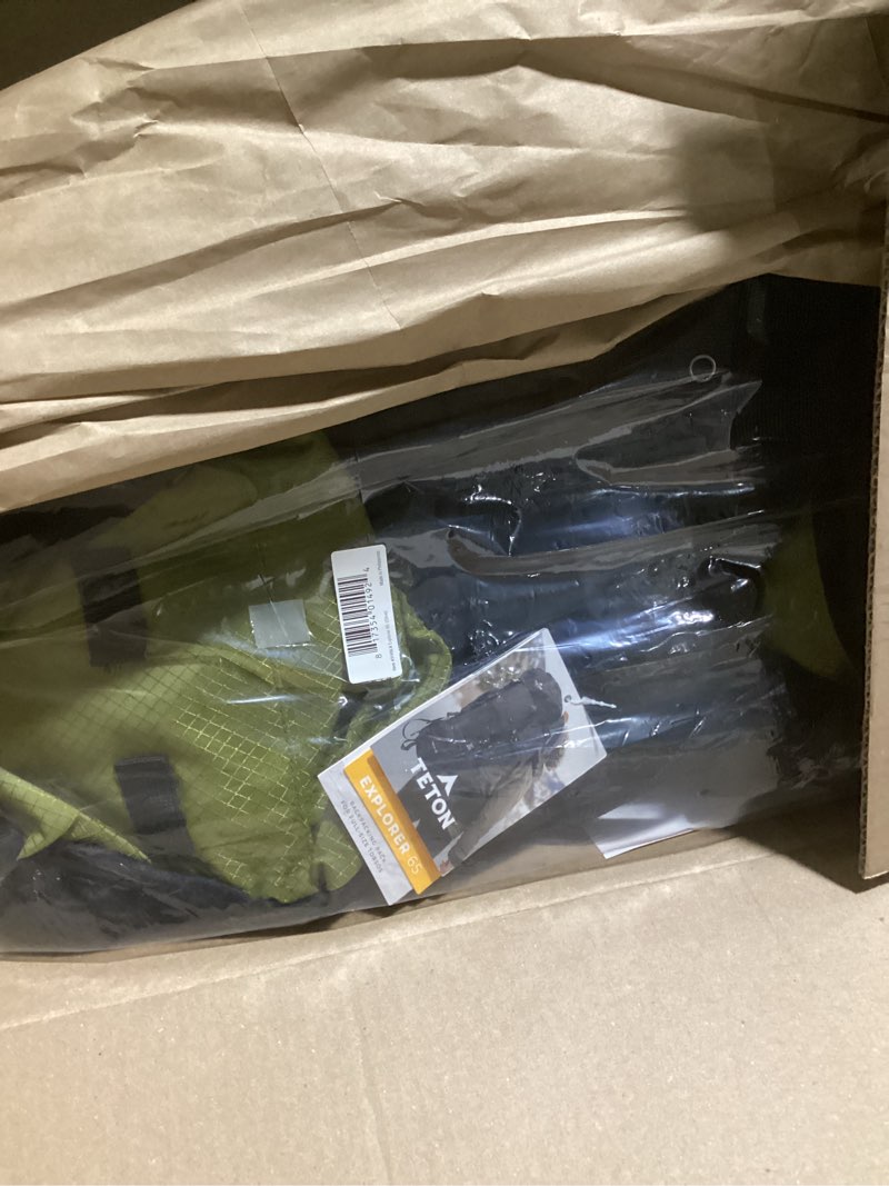 Condition photo showing Good Condition for teton 65l explorer internal frame backpack for hiking, camping, backpacking, rain cover included