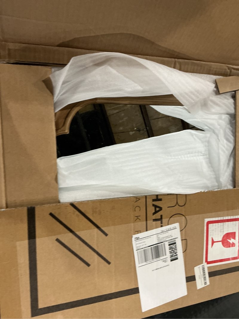 Condition photo showing As Is for WallBeyond Wood Frame Wall Mirror Decor for Entryway, Living Room or Bedroom Home Decor - Light Woodgrain 16" x 20" Natural Color 20"L x 16"W Natural B