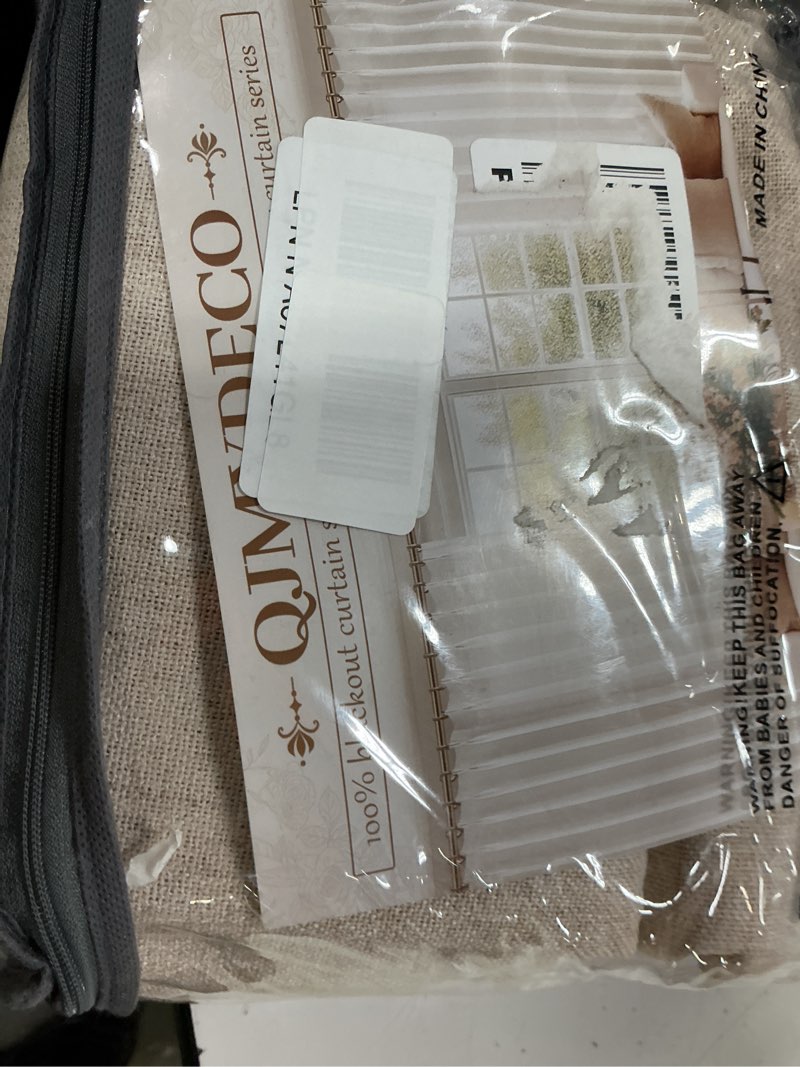 Condition photo showing Good Condition for natural linen 86 inch 100% blackout curtains for bedroom, pleated heading tape ring clips back tab thermal custom made window curtains living room modern farmhouse (100 wide total, each w50"x2pcs) natural linen 50"w x 86"l (pack of 2)