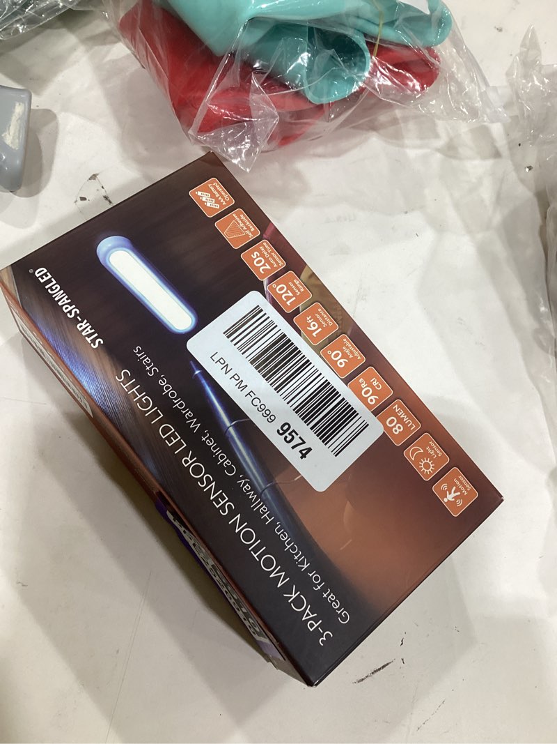 Condition photo showing Good Condition for STAR-SPANGLED 3 Pack 7” Motion Sensor Lights Indoor Battery Operated, Stick on LED Light for Closet, Stairs, Under Cabinet, Cool White 7 inch, Motion Sensor Cool White