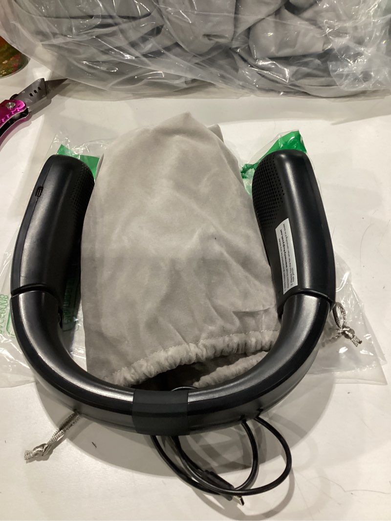 Condition photo showing As Is for chillgo portable neck fan - 8400 rpm enlarged turbo airflow - 5200mah personal rechargeable cooling wearable fan - max 16h, 4 speeds, foldable, led display - great gifts for men women - nyc midnight