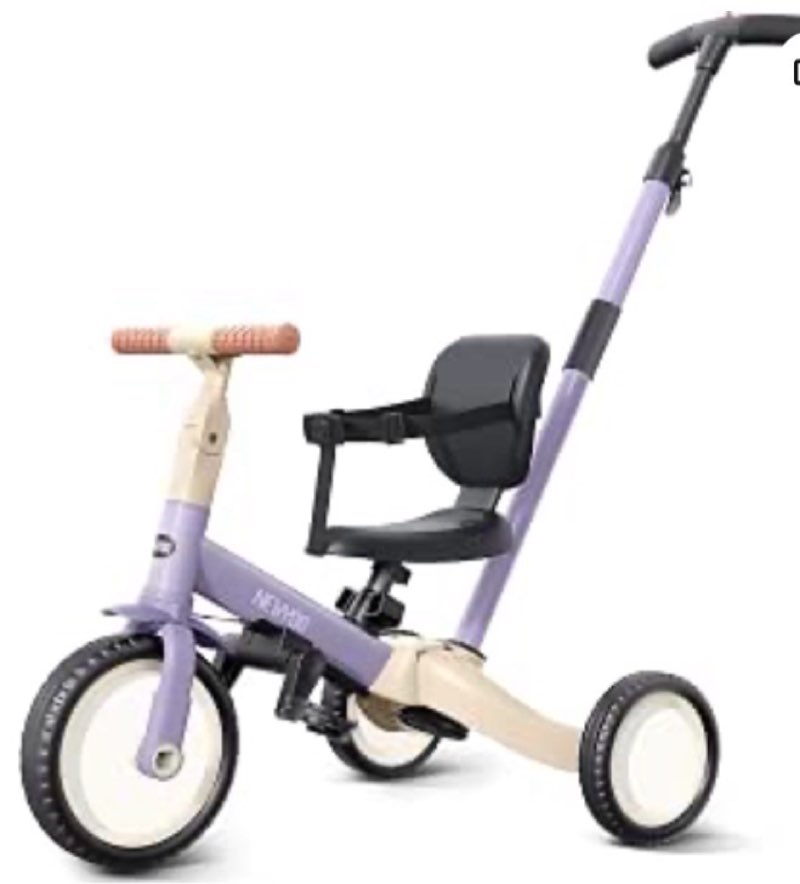 newyoo tr007 5-in-1 tricycle for toddlers 1-3, toddler bike, birthday gift | toddler trike with push handle lets parents steer and converts to balance bike, fun outdoor toy for boys and girls, purple