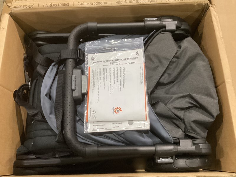 Condition photo showing Good Condition for Ergobaby Metro+ Compact Baby Stroller, Lightweight Umbrella Stroller Folds Down for Overhead Airplane Storage (Carries up to 50 lbs), Car Seat Compatible, Slate Grey Slate Grey Metro+