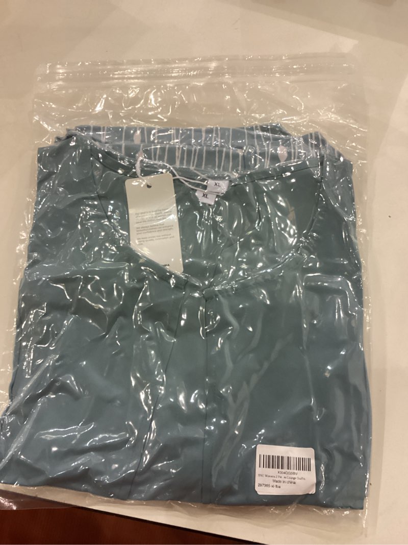 Condition photo showing New/Like New for XNC Womens 2 Piece Set Fashion Fresh Plant Print Midi Dress V-Neck Half Sleeve with Jacket A-line Dresses Lounge Outfits X-Large Blue1