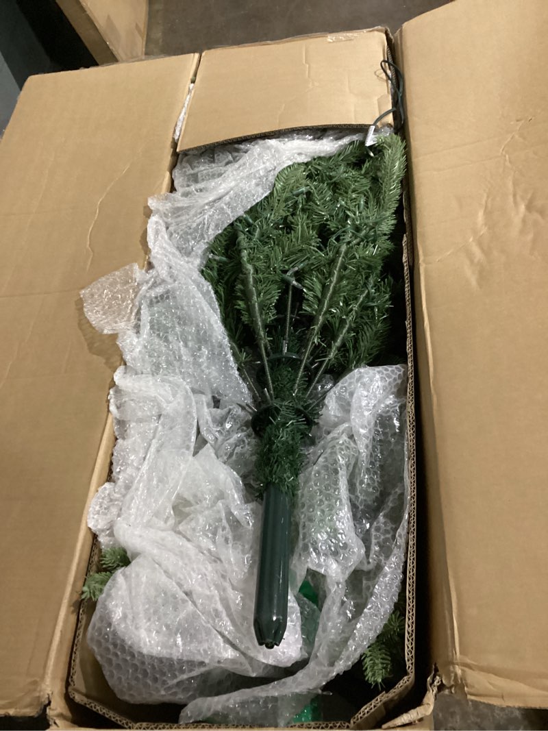 Condition photo showing As Is for Fraser Hill Farm 7.5-Ft. Foxtail Pine Artificial Christmas Tree with Dual Multicolor & Warm White LED Lights and Stand, Prelit Foldable Fake Tree with Realistic Foliage for Home Decoration 7ft 6in Dual Multi-color & Warm White Led