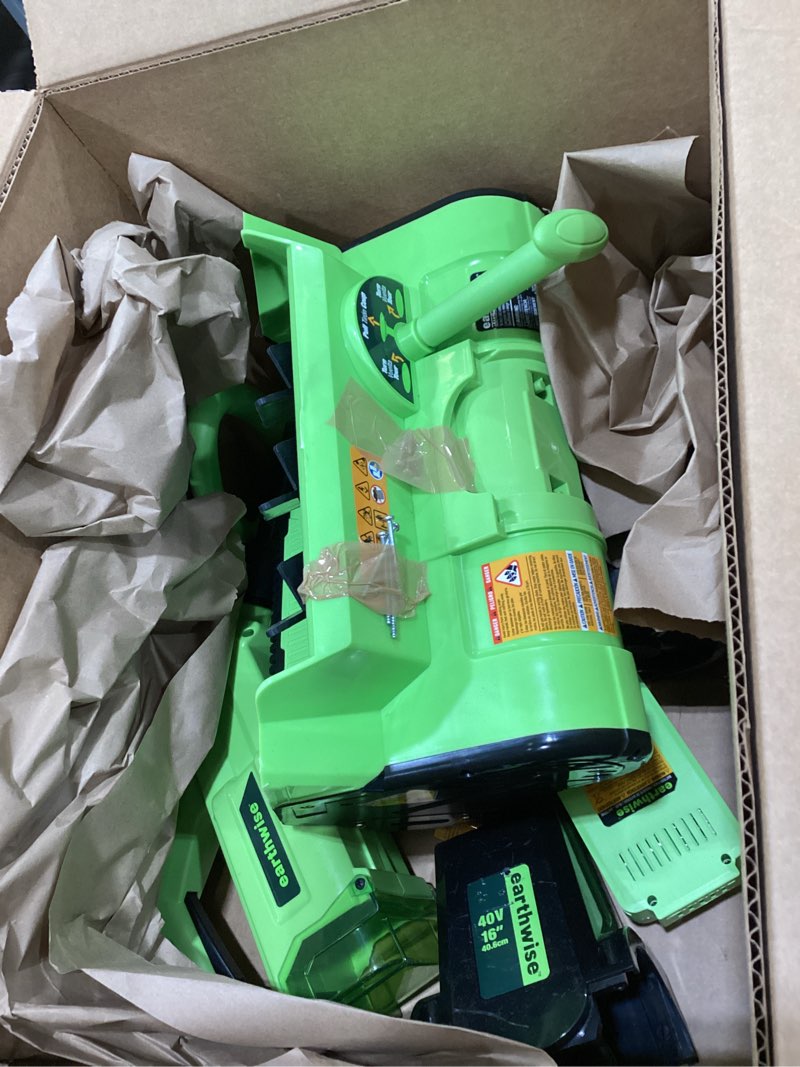 Condition photo showing As Is for Earthwise SN74016 40-Volt Cordless Electric Snow Shovel, Brushless Motor, 16-Inch width, 300lbs/Minute (Battery and Charger Included)