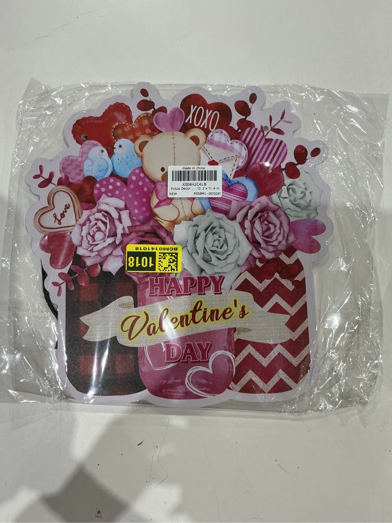 Condition photo showing As Is for putuo decor happy valentine's day door sign double sided st. patrick's day hanging wreath reversible welcome door wreath for porch farmhouse valentine wall front door red