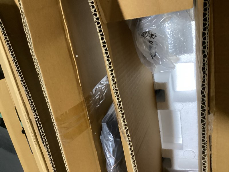 Condition photo showing Good Condition for Kichler Barrington 3 -Light Distressed Black and Wood Tone Farmhouse Seeded glass Linear Large