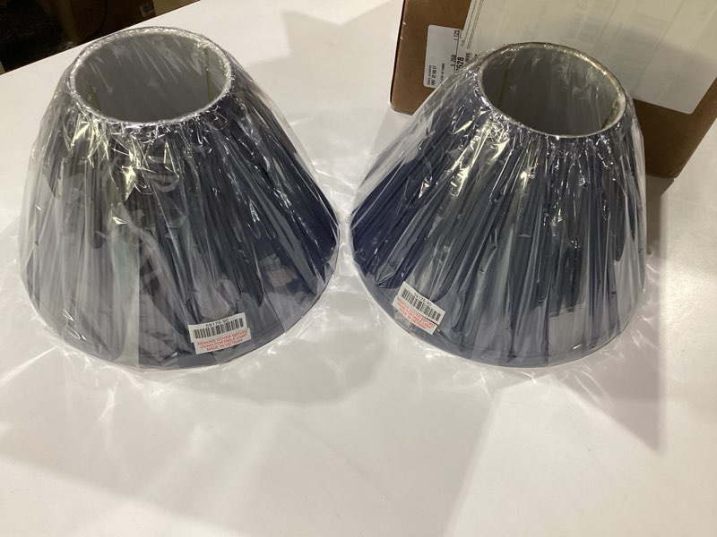 Condition photo showing New/Like New for Aspen Creative 59175, Empire Uno Lamp Shade, Stone Blue, 4" Top x 10" Bottom x 7" Slant Height, Slip UNO 33mm