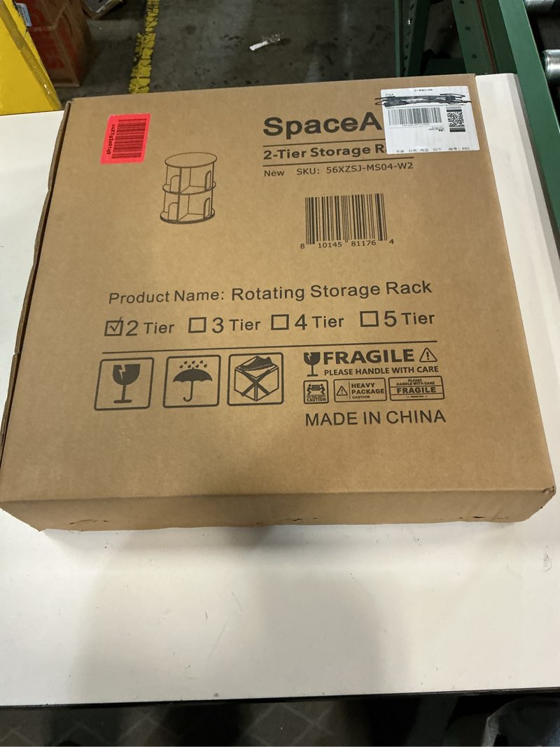 Condition photo showing New/Like New for SpaceAid 2 Tier Rotating Bookshelf Tower, Spinning Bookcase Lazy Susan, Revolving 360 Book Shelf Storage Round Carousel, Vertical Rotate Turning Spiral Corner Organizer, White 2 Tier, 25.6" H White