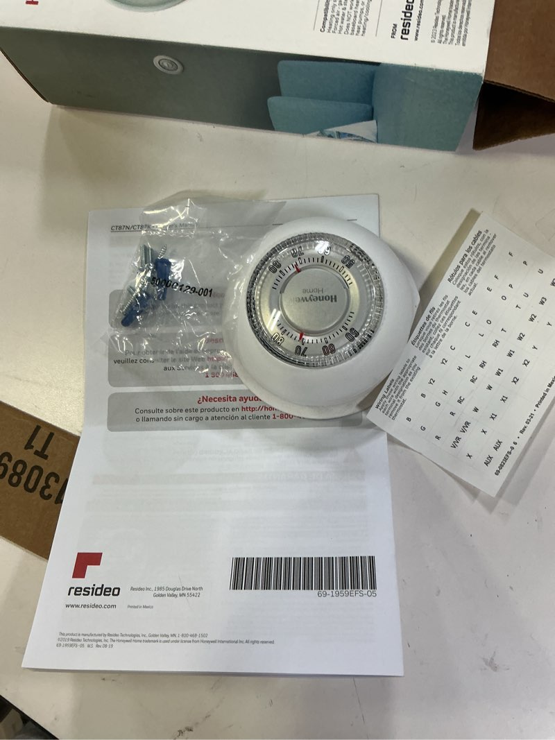 Condition photo showing As Is for Honeywell Home CT87K1004 The Round Heat Only Manual Thermostat,Large,White,Large Thermostat Round