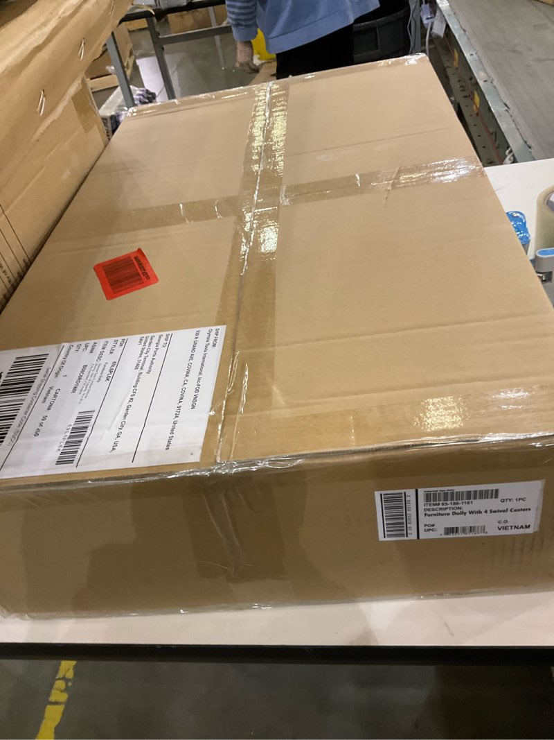 Condition photo showing As Is for Olympia Tools Furniture Dolly for Moving, 1000 LB Capacity, 18 x 30 in, Fully Asembled, FSC Acacia Wood (Single Pack) Single Pack Acacia Wood