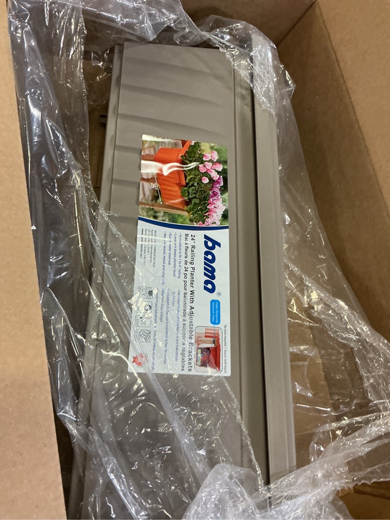 Condition photo showing Good Condition for apollo exports international 24" adjustable railing planter, driftwood 24 inch railing planter driftwood