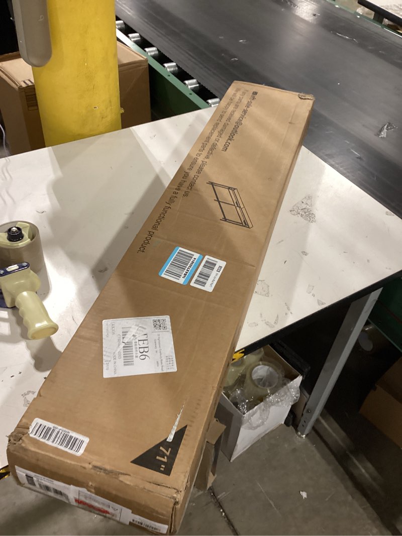 Condition photo showing New/Like New for 70 Inch Double-Layer Narrow Console Sofa Table with 2 Power Outlets&4 AC Plugs&4 USB Ports, 4.9' Extension Cord Included, Behind Couch Table for Living Room/office Easy Assembly - Rustic Brown Rustic Brown 70" double-deck