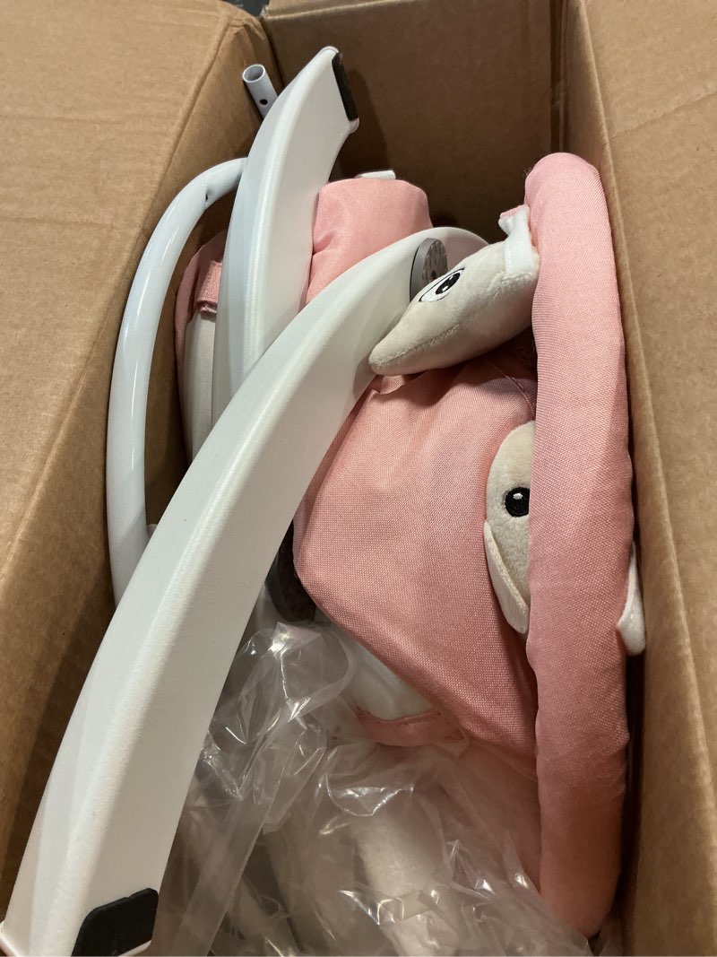 Condition photo showing As Is for Baby Swings for Infants, FasonBaby Electric Baby Swing with 10 Preset Melodies, 5 Speeds, Remote Control and Bluetooth - Portable Infant Swing for Indoor and Outdoor(Pink)