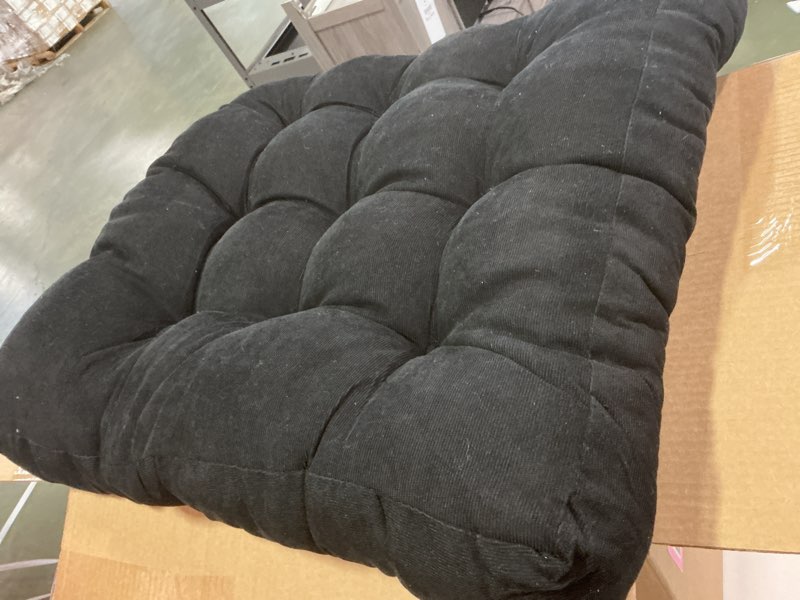 Condition photo showing Good Condition for LANITI 24” Inch Extra Large Floor Cushions Tufted Floor Pillow for Adults Square Meditation Ultimate Comfort Oversized Pillows for Floor Cushion (Black)