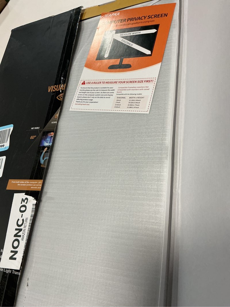 Condition photo showing Good Condition for 2 pack 27 inch magnetic computer privacy screen filter for monitor 16:9 aspect ratio, removable hanging privacy screen shield, anti-glare protector, anti blue light filter 2pack 27 inch (16:9)
