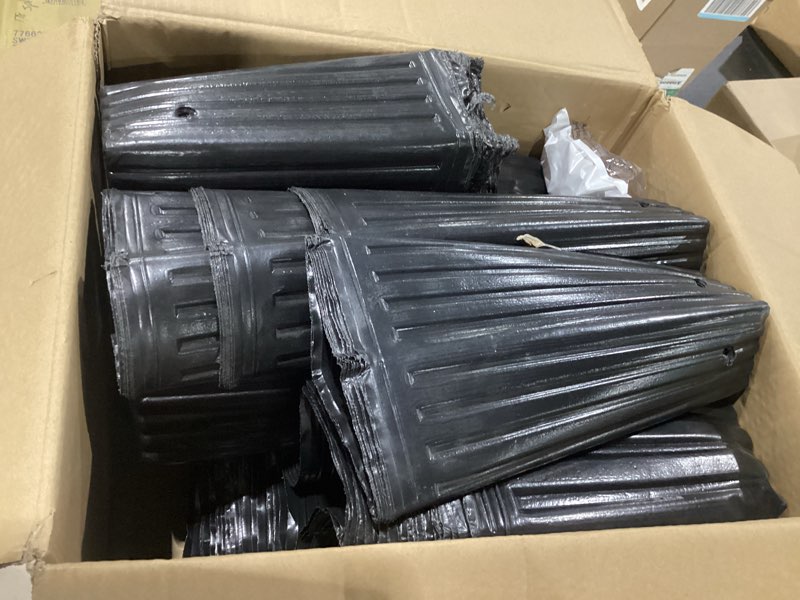 Condition photo showing As Is for 320 pcs tall tree pot 12.6'' 11.8'' 9.8'' plastic deep nursery tree pot with drainage hole black seedling plant flower container with label, garden tool for indoor outdoor garden, 9 sizes